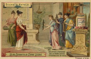 Presenting a gift, festival of the winter solstice in Ancient Rome by European School